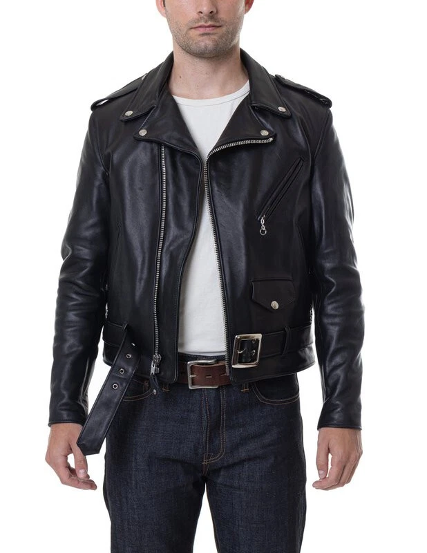 Chaqueta de cuero negro para hombre NYC 118 cuero de vaca talla grande Foto 4 de 4