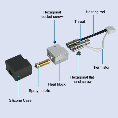 For Anycubic Kobra S1 Hotend Kit Brass Hardened Steel Nozzle For S1Combo/Ace GF - Afbeelding 3 van 32