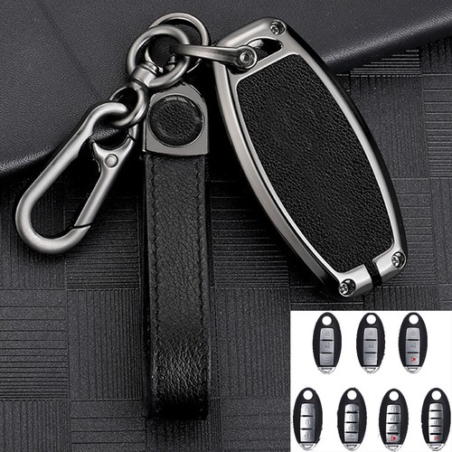 Zinc Alloy Leather Car Smart Key Fob Case Cover For Nissan Infiniti 3 4 5 Button - Picture 5 of 11