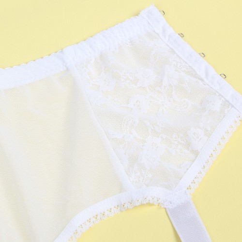 Women's High Waist 6 Strap Suspender Belt Garter Lace Front & String Thong Sexy - Picture 35 of 48