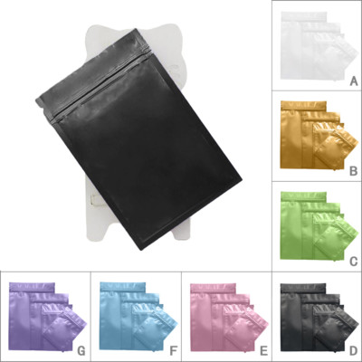 100 Flat Solid Metallic Mylar Zip Lock Bags Repacking Pouch w/ Variety of Sizes