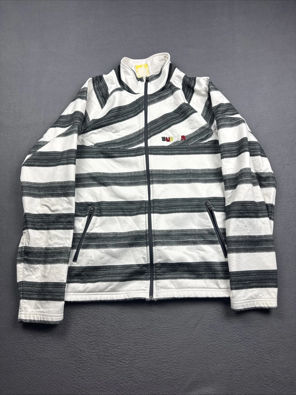 burton full zip striped mock neck pockets elastic waist outdoor jacket