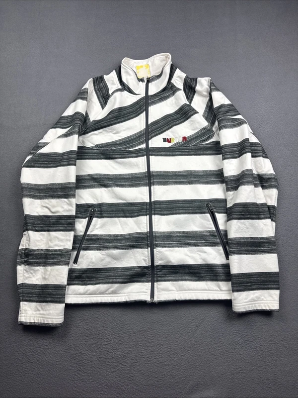 burton full zip striped mock neck pockets elastic waist outdoor jacket