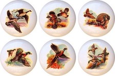 Set of 6 Vintage-look Fowl CERAMIC Drawer Pulls Dresser Drawer Cabinet Knobs