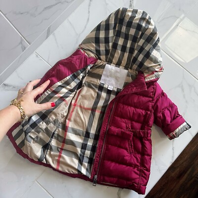 6-9 Months Authentic BURBERRY Baby Girl Jacket Puffer Coat