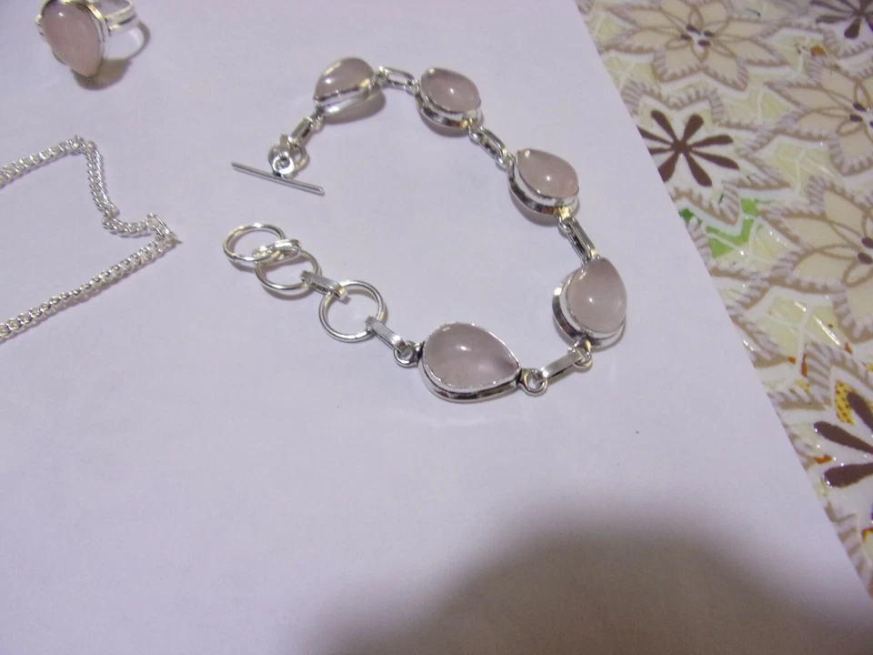 parur in argento e quarzo rosa - Immagine 3 di 4