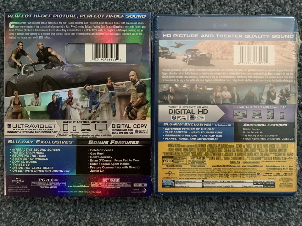 Fast Five + Fast & Furious 6 (Blu-ray Disc, 2013) Mint! - Image 2 of 2