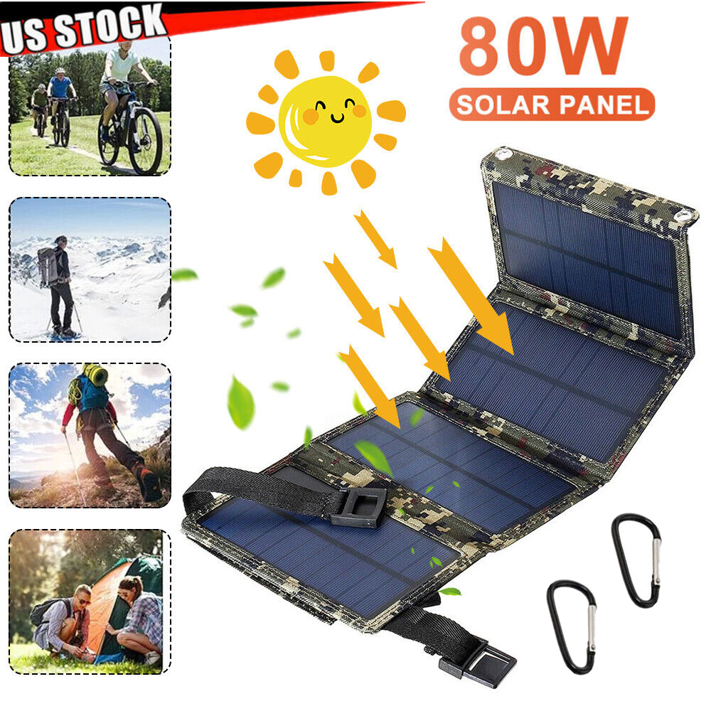 Portable Power Banks Best Hiking Solar Chargers 80W USB Solar