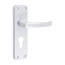 Timco Contractors Euro Profile Lever Lock Handles Satin Aluminium 155x40 Pack 2