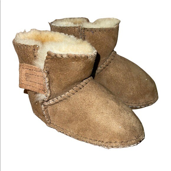 SAOLA Stivaletti Minnetonka in pelle di pecora bambino taglia 3 suola morbida neonato marrone chiaro