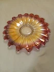 Vintage Federal Glass Scalloped Edge Iridescent Rainbow Celestial 9.5" Dish Bowl
