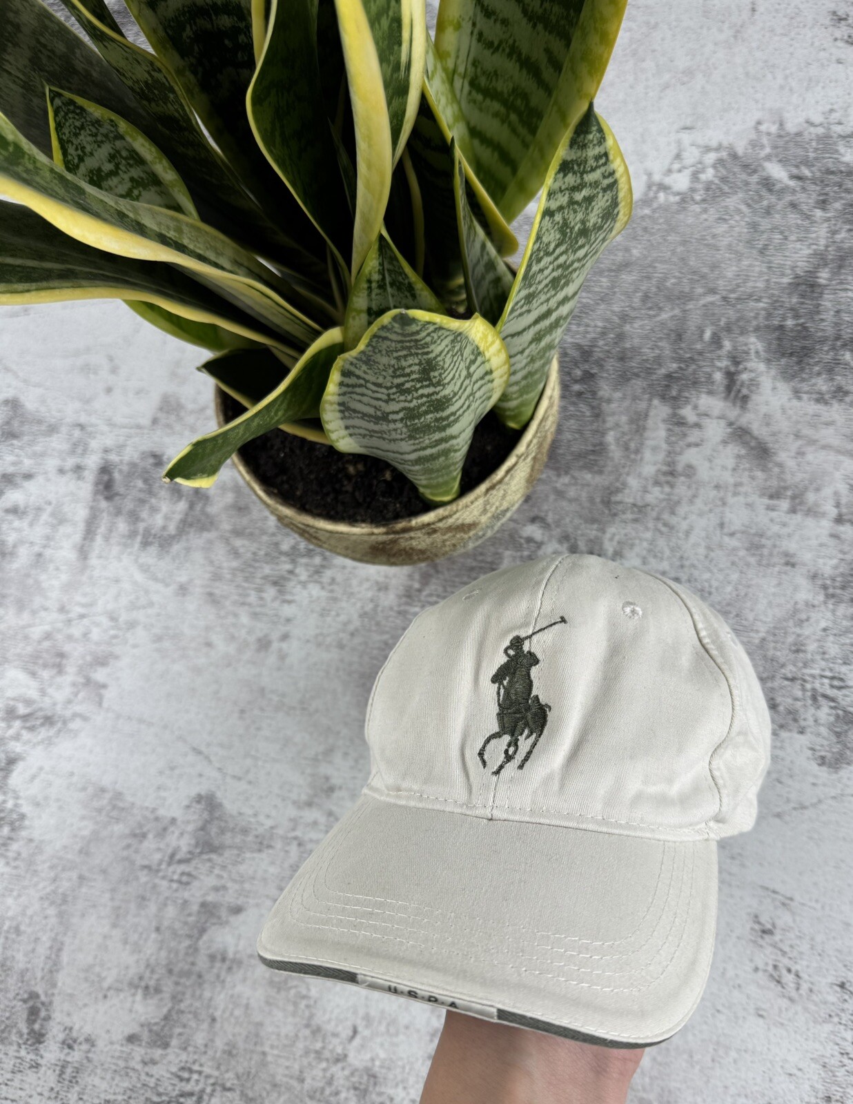 Cappello berretto berretto vintage anni 90 Polo Ralph Lauren Big Pony beige Y2K