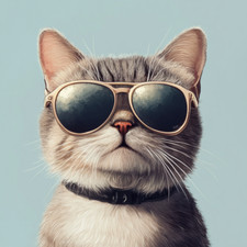 Wall Decal Sticker Cat with Sunglasses Wall Sticker 18X18cm Large