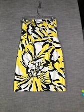 NWT Express Design Studio Sheath Dress Womens 10 Black Yellow Floral Strapless