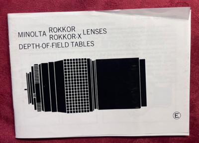 Heft Minolta ROKKOR Depth-of-field tables in englisch, 34 S., analoge Fotografie