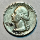1956   Washington Quarter      VF      90% Silver      Nice Old Collectable Coin