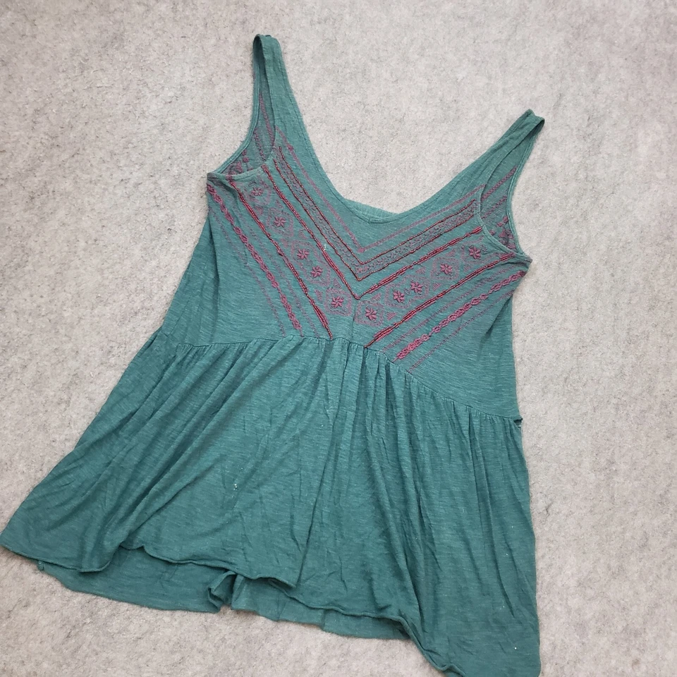 Camisa Ecote para mujer mediana verde roja túnica camiseta sin mangas con cuentas informal cuello en V damas * Foto 2 de 4