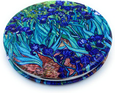 Pocket Mirror for Women Small Travel Mirror Magnifying Van Gogh Irises Flower Pu