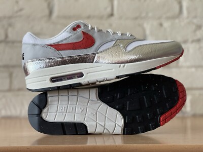 Nike Air Max 1 Premium White Chile Red Silver  Hot Sauce  Men Size 13 HF7746-100