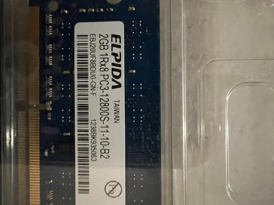 2X ELPIDA 2GB 1Rx8 PC3- 12800s-11-10-B2 -- EBJ20UF8BDU0-GN-F - Image 3 of 4