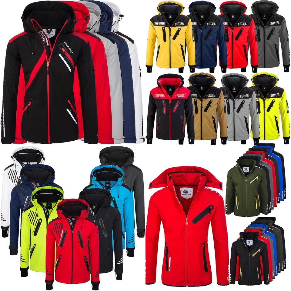 Softshell Herrenjacke Outdoorjacke Windbreaker Übergangsjacke Rock Creek H-140