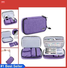 Diabetic Supply Travel Case Purple Nylon Padded Organizer For Glucose Meter