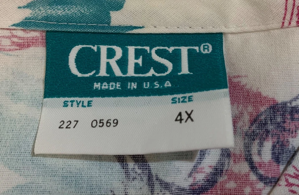 Crest 4x Scrub Top Uniform Medical Short Sleeve Pull Over Splatter Print - Image 3 of 4