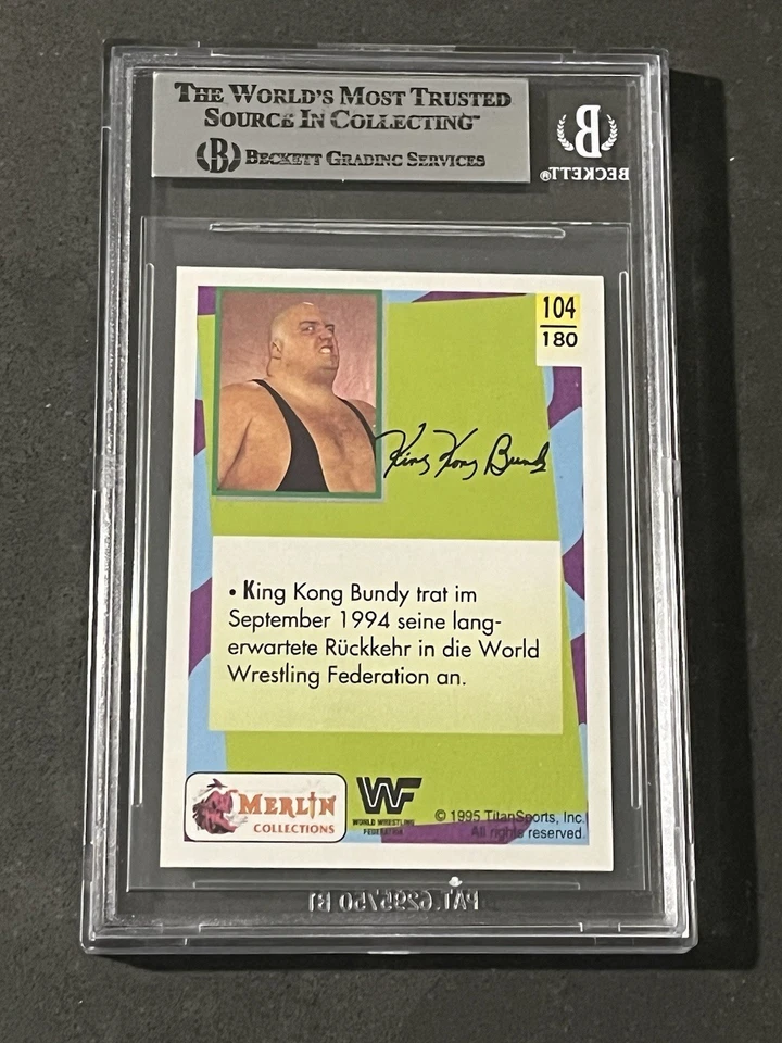 KING KONG BUNDY 1995 MERLIN WWF SIGNED AUTOGRAPHED CARD BECKETT BAS AUTHENTIC - Image 2 of 2