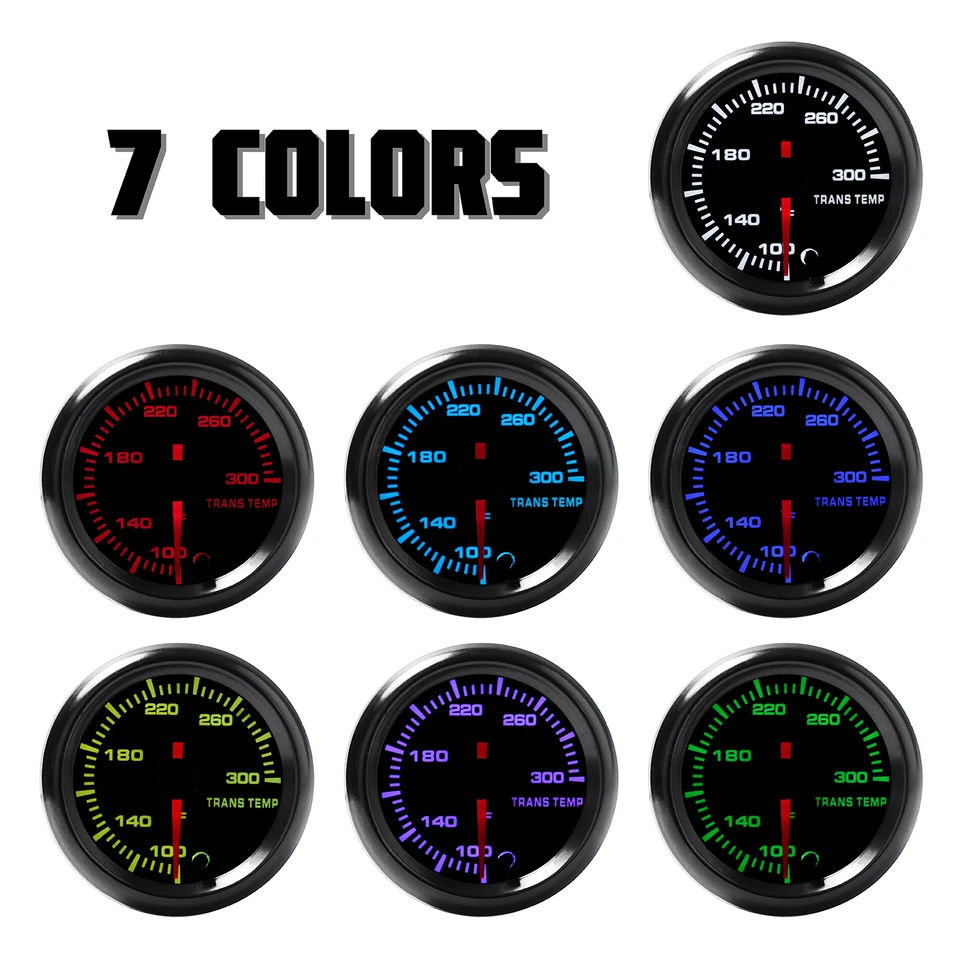 Medidor de transmisión Trans Temperatura Pantalla LED 2" 52mm 7 Colores 100~300°F con Sensor Foto 2 de 4