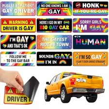 12 Pcs Funny Gay Car Magnets Bumper Prank Rainbow Bright