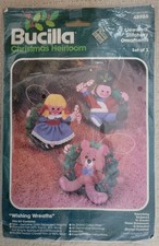Vintage Bucilla Jeweled Felt Christmas Ornaments Kit 48986 - Wishing Wreaths