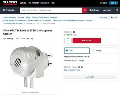 Avon M50 Gas Mask Internal Mic for VPU Voice Amp -BRAND NEW