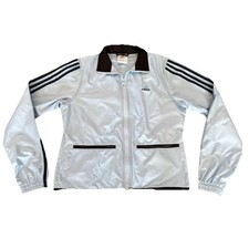 Adidas Women  s Classic Vintage Zip Up Windbreaker Baby Blue Size Small