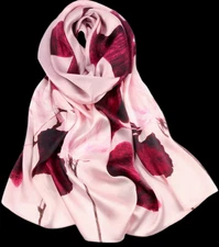 100% Silk mulberry Scarf Women shawl Wrap neckerchief floral wine red JH3-65