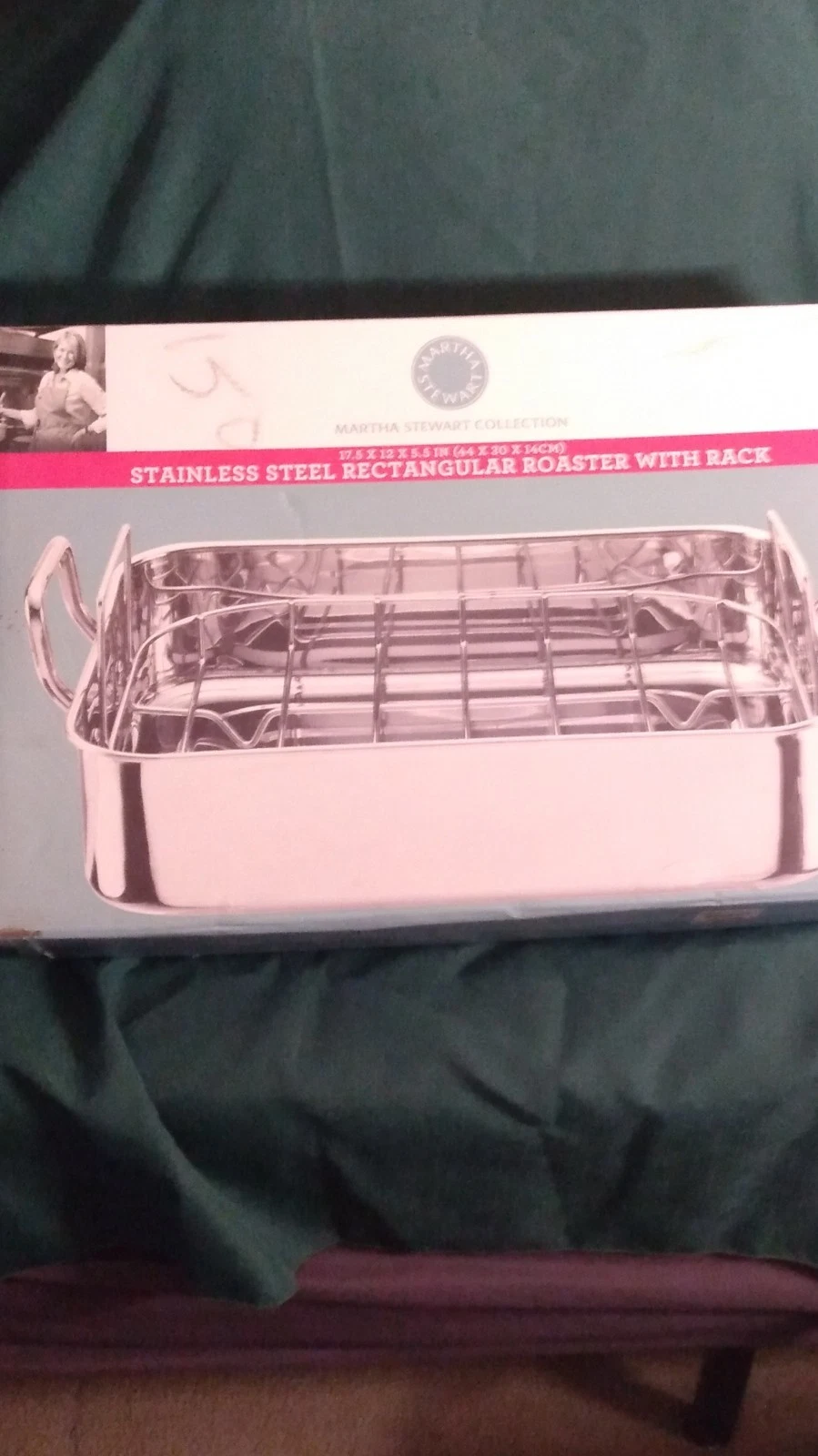 Martha Stewart collection stainless steel rectangular roaster with rack