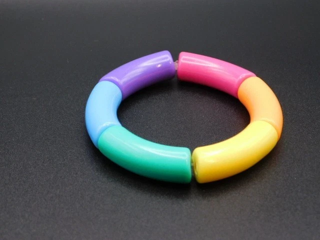 Handgemachtes Acryl-Armband | Farbige Segmente | Unikat | Damen Schmuck - Bild 4 von 4