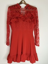 ASOS NWT Red Dress with lace and ruffle accents in size 6