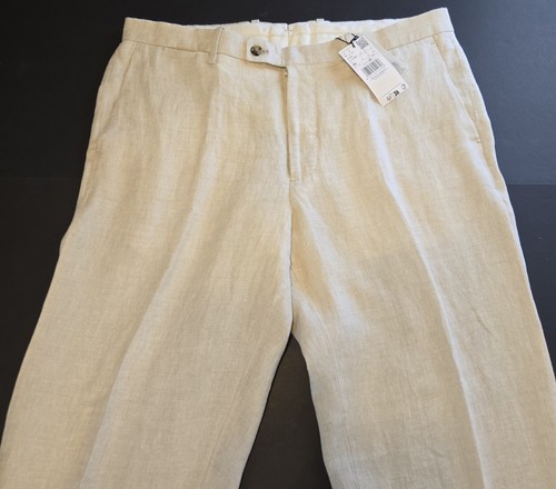 NUEVO MNG MANGO 100% Lino Traje Hombres 44R / 36x33 Calce Ajustado Chaqueta / Pantalones Beige Nuevo con Etiquetas - Imagen 14 de 21
