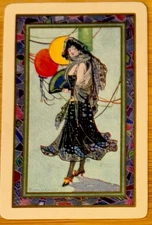 US109 Swap Playing Cards 1 VINT US NAMED DECO LADY BALLOONS THE FETE