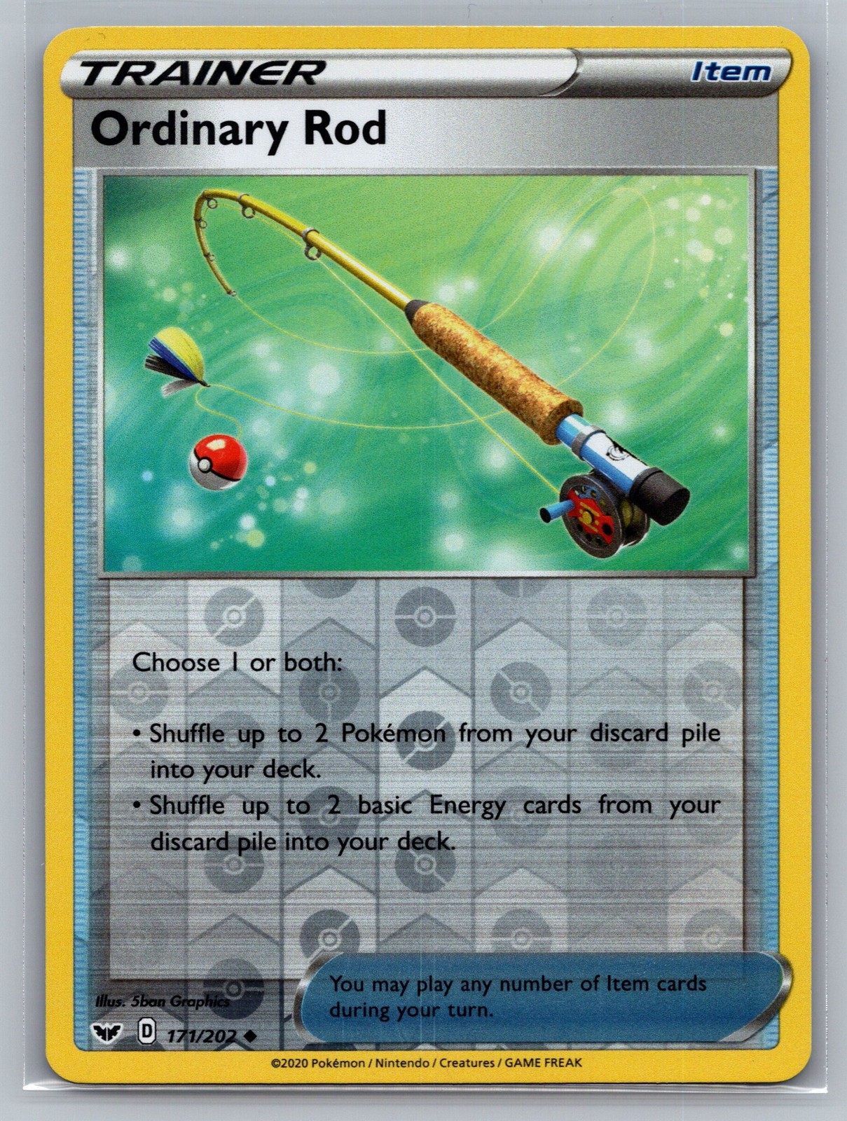 Ordinary Rod SWSH01: Sword & Shield Base Set #171/202 Reverse Holo Pokemon Card