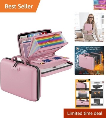 Fireproof File Organizer with Lock, Hard-Shell Case Fireproof Document Box wi...
