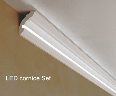 LED Stuckleiste Deckenleiste XPS mit Alu Profil 3m-18m Modern RAY Decor