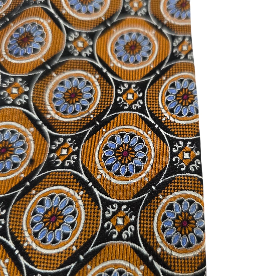 Corbata Jos A Bank Signature Collection Para Hombre 7 Pliegues Naranja Negro Seda Floral Foto 3 de 4