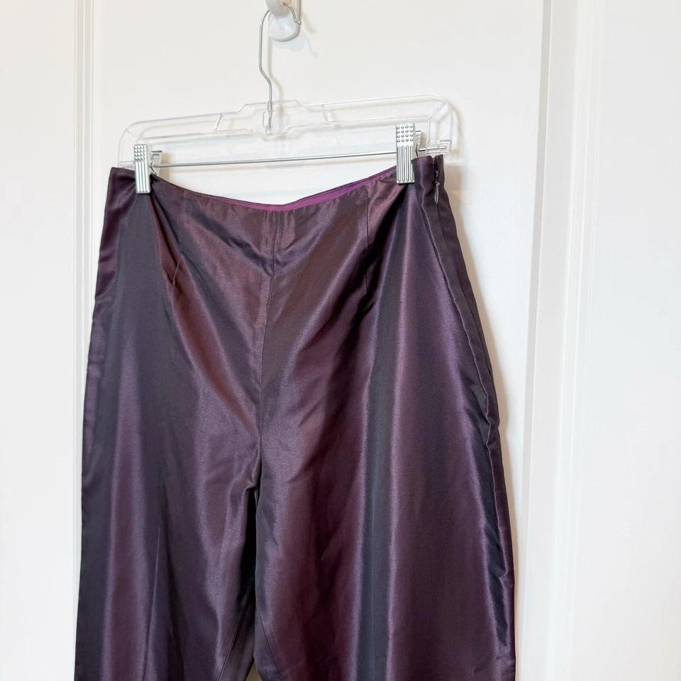 Pantalones de Seda Iridiscente Ann Taylor De Colección Talla 10 Y2K Fantasy Moody Phoebe Friends Foto 3 de 4