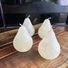 4 Vance Kitira Int’l Tiny Mini Timber Pear Candles White Textured