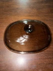 Vtg Pyrex LID ONLY F-14-C Fits 4L Visions By Corning Oval Oven Roaster Amber