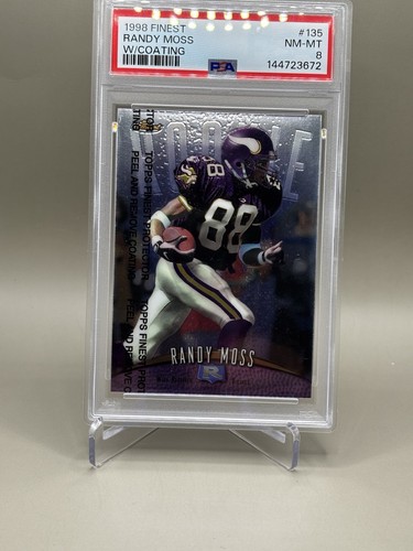 1998 Finest Randy Moss Rookie #135 PSA 8 NM-MT w/ Coating – Vikings HOF WR RC