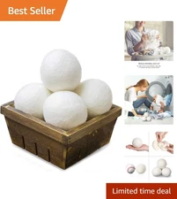 Eco-Friendly XL Wool Dryer Balls - Reduce Wrinkles & Dry Clothes Faster, 4 Count