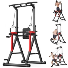 Indoor Pull Up Bar Power Tower Dip Station Home Gym Strength Training Equipment