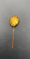 Vintage Gold Tone Etched Shell Stick Pin Brooch Lightweight 